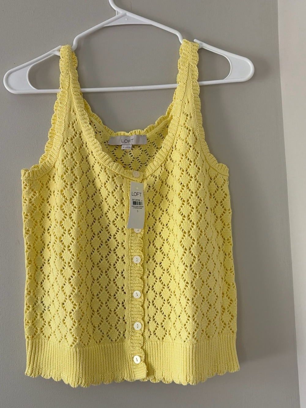 LOFT Yellow Crochet Button-Front Camisole